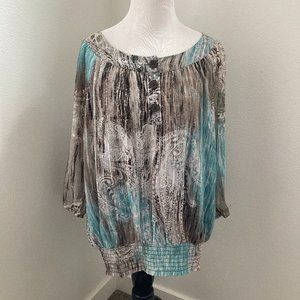 Country Girl 3 Button Dress Barn Blouse, Women's L